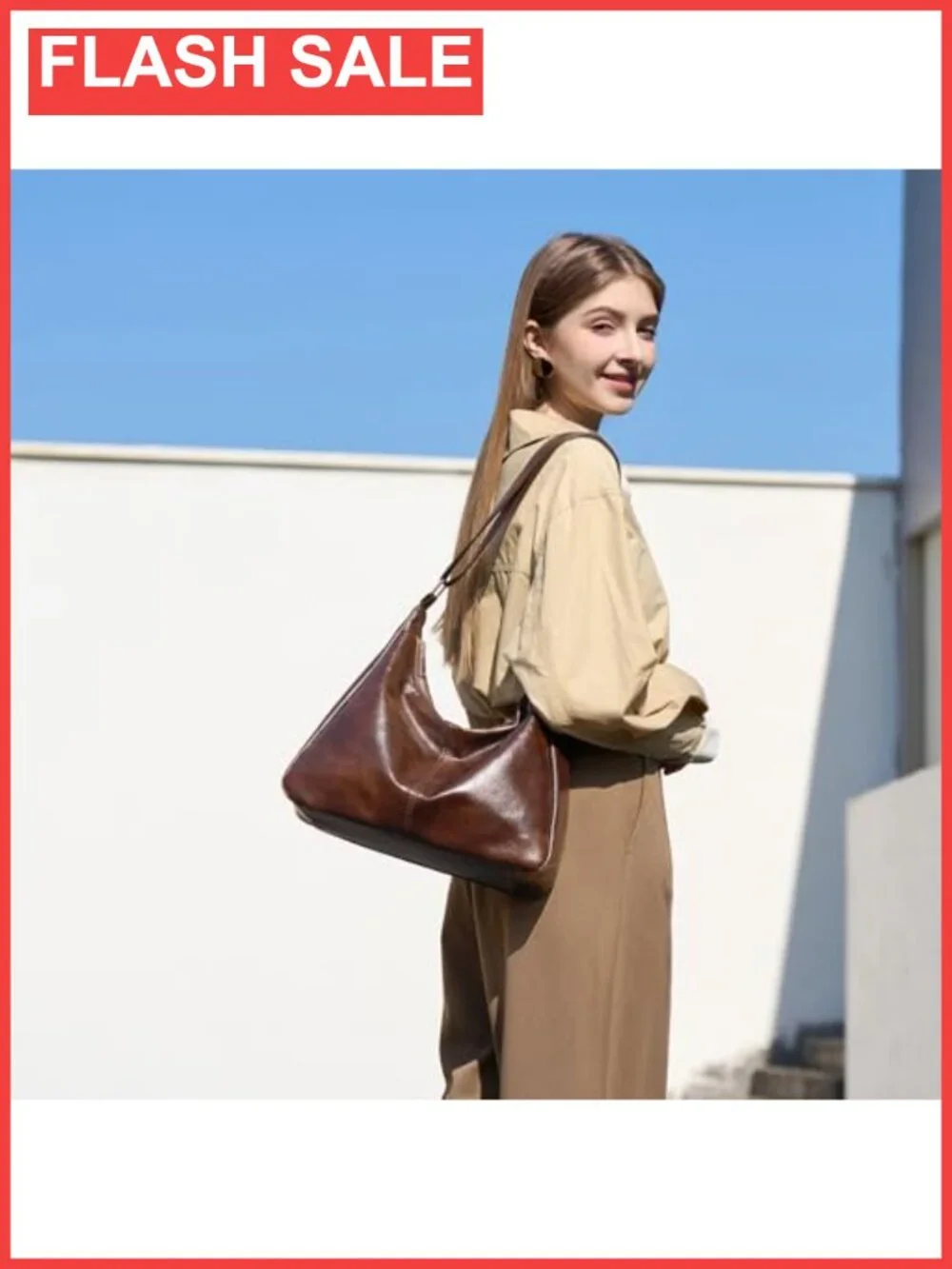 Vegan Leather Hobo Shoulder Bag Large Capacity Slouchy Tote Crossbody